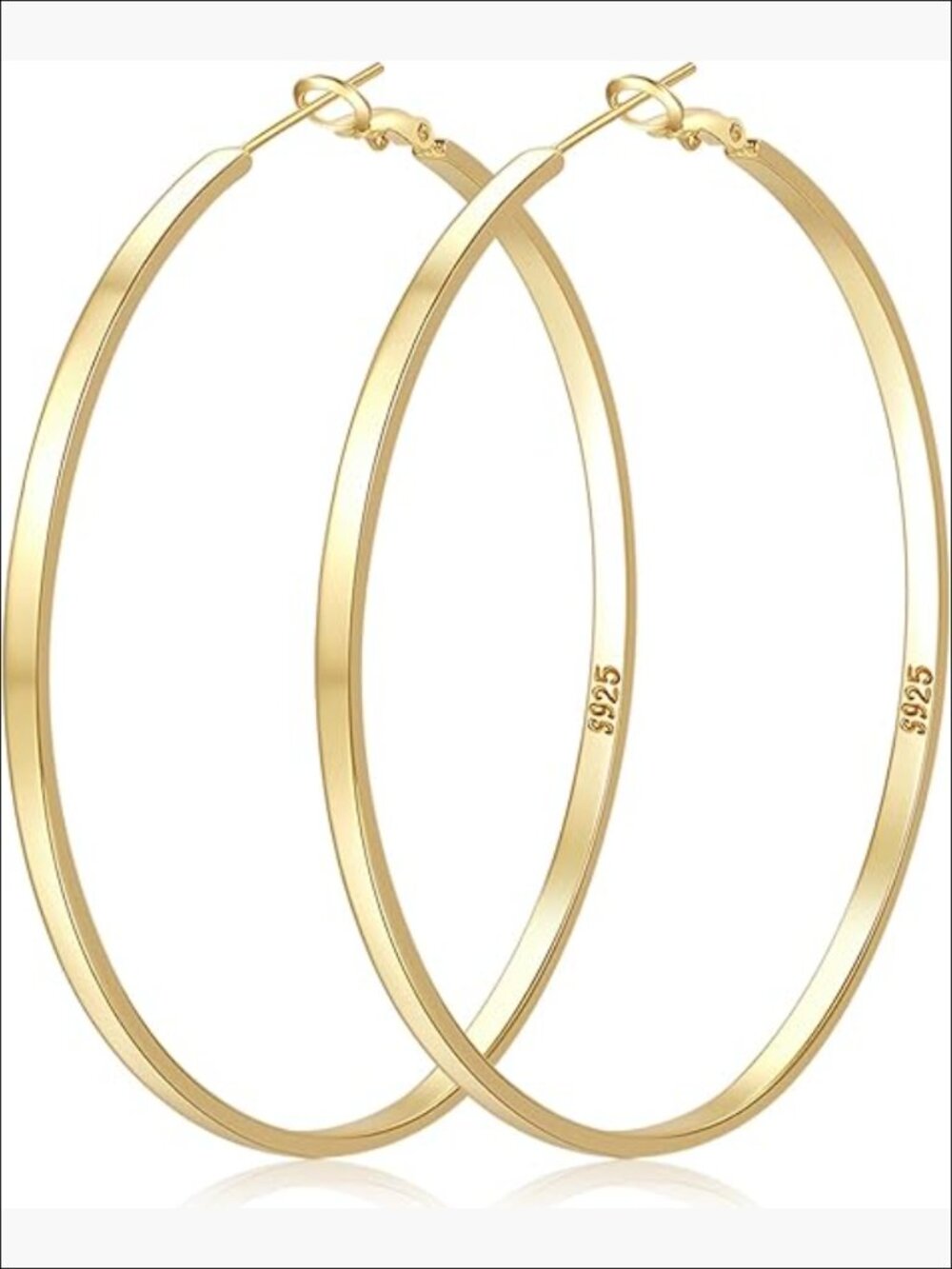 Sterling Silver Hoop Earrings Large Lightweight Hypoallergenic Thin Hoops